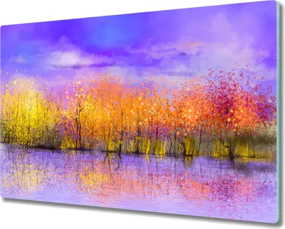 Produktbild von Coloray Hackbrett Küchenbrett Kochplattenabdeckung Schneidebrett Herdabdeckplatte 80x52 cm - Bäume Himmel