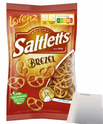 Produktbild von Lorenz Snack World Saltletts Brezeln (200g Packung) + usy Block