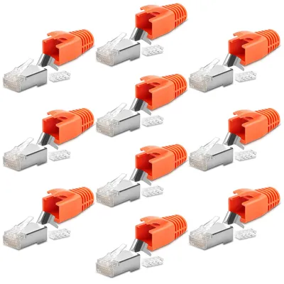 Produktbild von Netzwerkstecker CAT7 CAT6A CAT6 RJ45 10x Netzwerk Stecker vergoldet Crimpstecker
