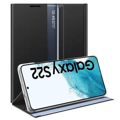 Obrázek produktu pro Samsung Galaxy S22 5G Pouzdro, Slim Flip Kožené Pouzdro s Okénkem a Stojánkem pro Galaxy S22 5G černé