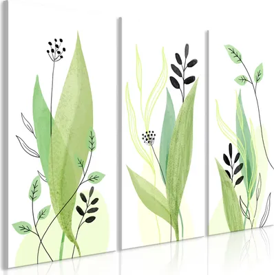 Produktbild von Vlies Leinwandbild - Green Day (3 Parts) 120x80 cm Blätter b-A-10144-b-a