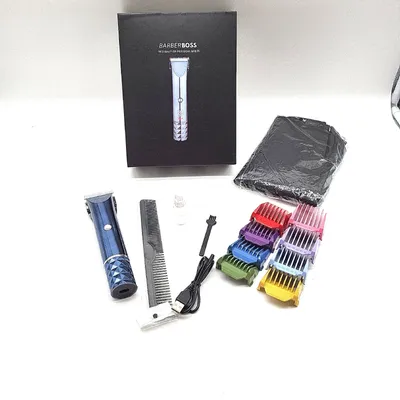 Image de Tondeuse à cheveux BarberBoss sans fil et rechargeable, tondeuse à barbe pour hommes, noir, modèle Premium, puissante
