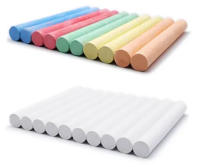 Produktbild von Kreidestifte Tafelkreide Schulkreide - 20 Stück - Weiß und farbig - Abwaschbar - 1 x 8 cm