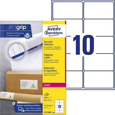 Image de Avery - L7173-100 (10 étiquettes/feuille)