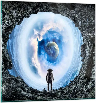 Produktbild von Bilder auf glas - Kosmos Planet - 30x30cm - Glasbilder - Wandbilder - Bilder - Kunstdruck - zum Aufhängen bereit - Wanddekoration aus Glas - Glas Bilder - Wandbild auf Glas - Einteilig - GAC30x30-4025