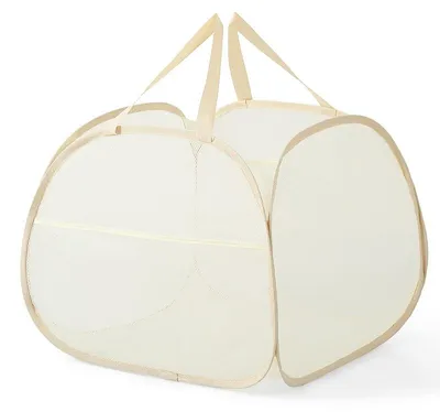 Produktbild von Pop Up Wäschekorb - Faltbar mit Griffen - Aufbewahrung für Kinderzimmer Camping und Reisen - Beige 90L
