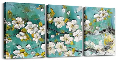 3er-Set abstrakte Canvas-Wandbilder, Blau-Grün, 30x40 cm