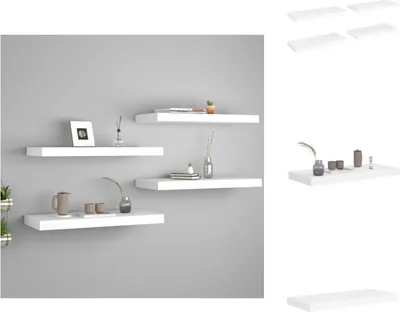 Produktbild von vidaXL Schweberegale 4 Stk. Weiß 60x23,5x3,8 cm MDF -  Wandregale