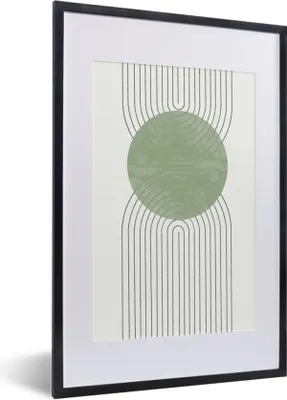 Produktbild von MuchoWow® Gerahmtes Poster Linien - Kreis - Grün - Abstrakt 40x60 cm - Poster mit Schwarzem Bilderrahmen Wandposter Rahmen Foto Bilder - Poster in Rahmen