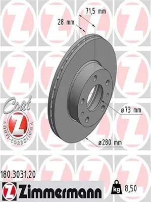 Produktbild von 2x ZIMMERMANN Bremsscheibe 180.3031.20 für FIAT Ducato Kastenwagen (250_ 290_)