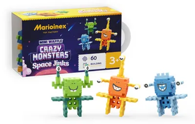 Zdjęcie produktu dla Marioinex Mini Waffle Crazy Monsters Space Jinks 60 elementów - klocki konstrukcyjne