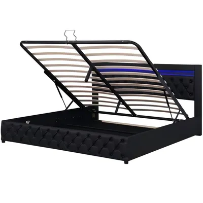 Produktbild von Odikalo Stauraumbett Polsterbett Funktionsbett Lattenrost 16-LED Schwarz 180cm