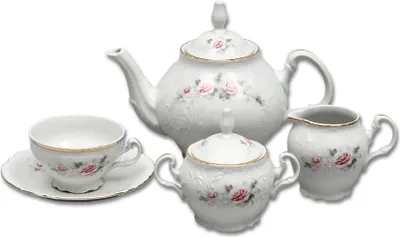 Produktbild von Teeservice Thun Bernadotte, rosa, Goldlinie, 15 Teile