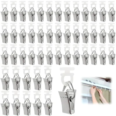 Produktbild von Vorhang-Clips mit Rollen - 50 Stück Gardinenhaken zum Klemmen - für Gardinenschienen und Duschvorhänge - Silberfarben
