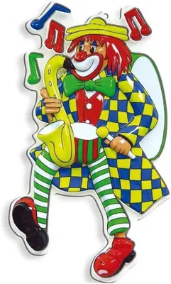 Produktbild von Wand-Dekoration Wand-Schmuck Clown Saxxophone Party-Dekoration Clown-Figuren bunt