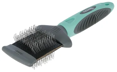 Image de KERBL Brosse double face avec dents métalliques fines pour chiens 19x7cm