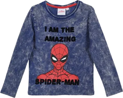 Produktbild von Marvel Spider-Man Langarm-T-Shirt für Jungen aus blauer Baumwolle 98