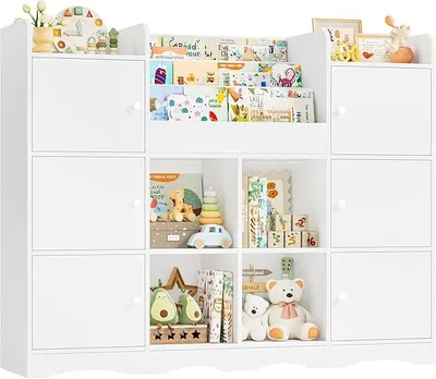 Imagen del producto de Silecomplaza, estantería infantil con 12 compartimentos, mueble para habitación infantil con 6 puertas, color blanco