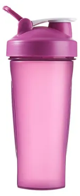 Produktbild von Protein Shaker 600 ml mit Messbecher und Edelstahl Kugel, Fitness Shaker Flasche auslaufsicher für Shakes und Smoothies,Lila