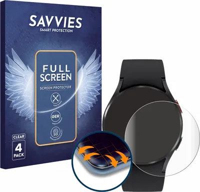 Produktbild von 4x Savvies Fullscreen Schutzfolie für Samsung Galaxy Watch 4 (40mm) Displayschutz Folie Fullcover Klar Transparent