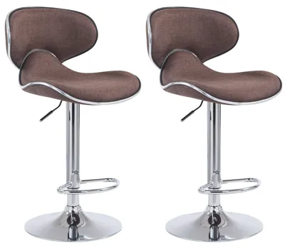 Produktbild von CLP 2er Set Barhocker Las Vegas V2 Stoff mit Fußstütze braun Gestell Farbe chrom