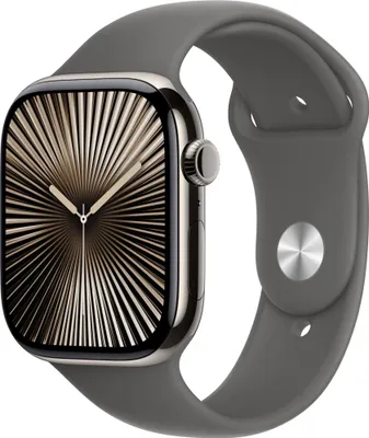 A close-up studio shot of a smartwatch.