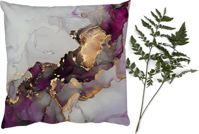 Produktbild von MuchoWow® Zierkissen Sofakissen Wohnzimmer Dekokissen 40x40 cm Marmor - Abstrakt - Gold - Lila - Foto Kissen - Schlafzimmer Dekoration