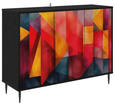 Produktbild von Sideboard HEESCH Schwarz Eichen-Optik 102 x 33 x 76 cm