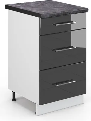 Produktbild von Küchenunterschrank Vicco Fame-Line Anthrazit Hochglanz 50 cm , AP Anthrazit, Model 48902