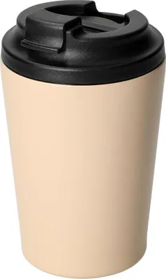 Imagen del producto de Taza para llevar "Cerámico" de 360 ml - Acero inoxidable en el exterior, cerámica en el interior - Taza para café para llevar, apta para lavavajillas - color beige