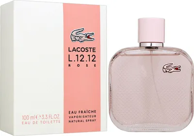 A box of Lacoste L.12.12 Rose Eau Fraîche EDT and the perfume bottle.