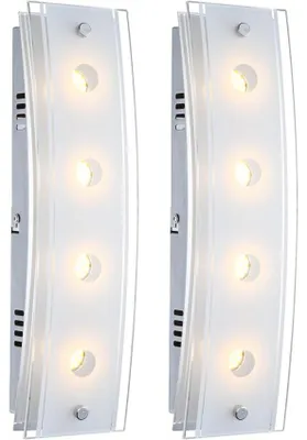 Produktbild von 2er Set LED Wandleuchte, 4 Flammig, Glas satiniert , L 33 cm