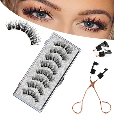 Produktbild von Set mit magnetischen 3D-Kunstwimpern, wiederverwendbare doppelte magnetische Wimpern, natürlicher Look von künstlichen Wimpern