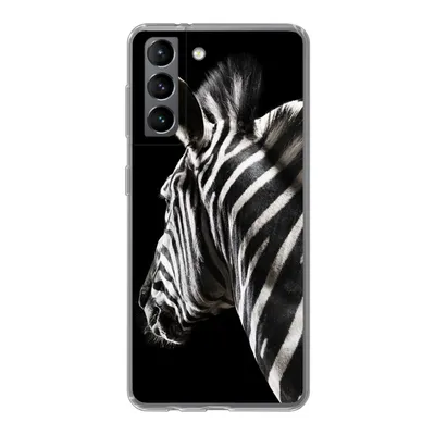 Produktbild von MuchoWow® Handyhülle Schutzhülle Hülle für Samsung Galaxy S21 Zebra - Tier - Schwarz - Porträt Silikon Softcase Handy Hülle - Softcase