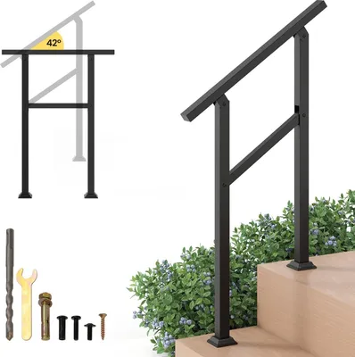 Image de Rampe d'escalier extérieure réglable, 70 cm, métal, capacité de charge : 150 kg