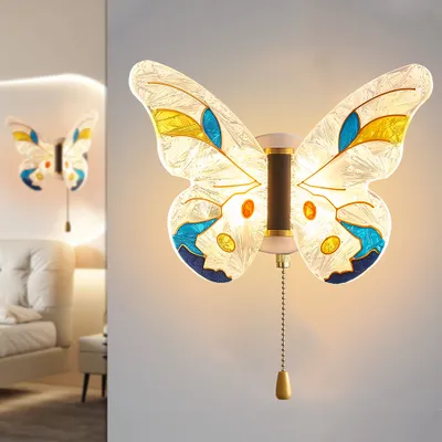 Immagine prodotto di Lampada da parete a led per interni, 8W 3 colori di luce Farfalla da parete, lampade da corridoio in metallo per parete soggiorno camera da letto scala corridoio