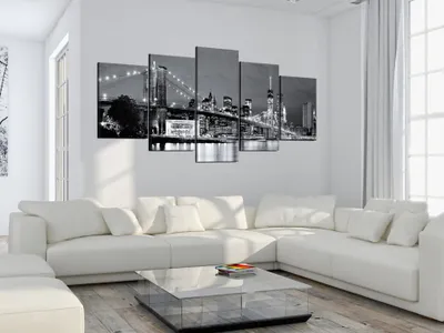 Zdjęcie produktu dla Obraz akustyczny Nowy Jork 200x100 cm obrazy pianka akustyczna wysokowydajny pochłaniacz dźwięku izolacja akustyczna płótno 5 szt fototapeta ścienna akustyka pomieszczenia izolacja akustyczna miasto most Brookliński 030202-12