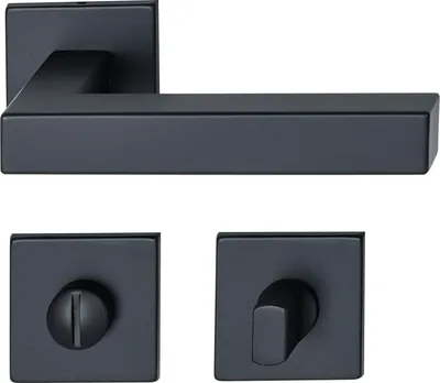 Produktbild von MARCHESI Drückergarnitur SQUARE auf Flachrosette WC, Edelstahl schwarz matt