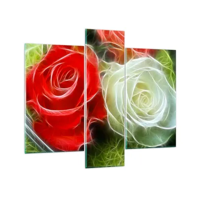Produktbild von Bilder auf glas - Blumen Blumenstrauß Rose - 95x80cm - Glasbilder - Wandbilder - Kunstdruck - zum Aufhängen bereit - Wanddekoration aus Glas - Glas Bilder - Wandbild auf Glas - 3 Teile - GCB95x80-0336