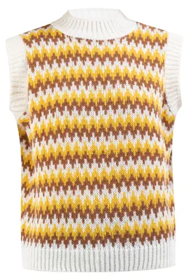 Productafbeelding van aleva Damen gebreide vest, model 15525005-AL04, mosterdkleurig, meerkleurig, maat M/L