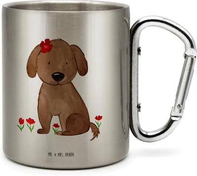 Produktbild von Mr. & Mrs. Panda thermotasse Hund Dame - Transparent - Geschenk, Thermobecher, Edelstahl Trinkbecher, Liebenswert, Sprüche, Becher Aus, Niedlich, Teetasse, Isolierbecher