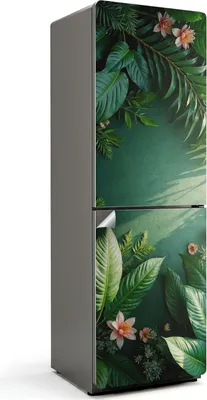 Obrázek produktu pro Květinový a listový vzor přírody - Samolepka na lednici - Samolepka na lednici - Samolepicí fólie na lednici - Kuchyňské dekorace - 60x180 cm