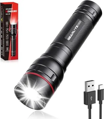 Produktbild von LED -wiederaufladbare Torch, 2000 Lumen extrem helle 3 Modi, zoomable Mini -Torch lange Laufzeit, IP65 wasserdichtes Taschenlampencamping, Angeln,
