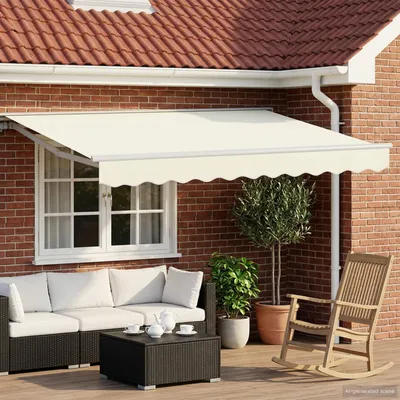 Image de vidaXL Store électrique rétractable, crème et blanc, 3,5 x 2,5 m