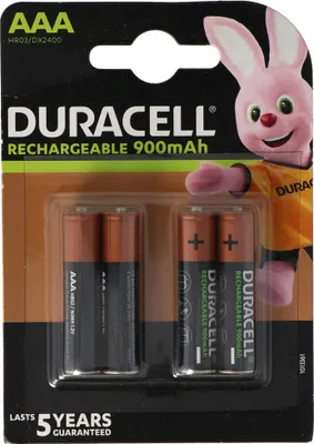 Produktbild von Duracell Recharge Ultra AAA Akku NiMH Micro mit bis zu 850mAh bis 900mAh Kapazität, 4er