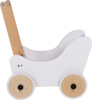 Produktbild von Bandits & Angels Puppenwagen Weiß Little Angel Classic Weiß ab 1 Jahr für Mädchen - Puppenwagen aus Holz - Für Puppen bis 42 cm - Gummiräder