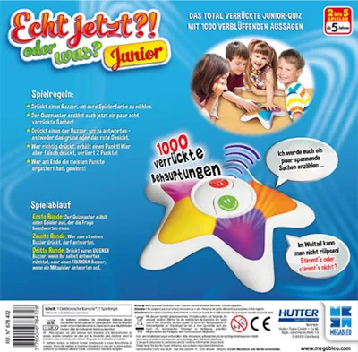 Produktbild von MEGABLEU | Echt jetzt oder was? Junior | IQ Quiz für Kinder | lustiges Familienspiel mit 1000 Fragen | Partyspiele für Kinder | Denkspiel & Gesellschaftsspiele | Für 2 bis 5 Spieler ab 5 Jahren