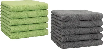 Produktbild von Betz 10 Stück Gästetücher 30x50 cm PREMIUM 100% Baumwolle Set Farbe: apfelgrün und anthrazit