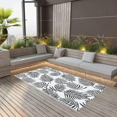 Produktbild von Outdoor-Teppich ARAKIL in Weiß und Schwarz, 160 x 230 cm, Polypropylen (PP)