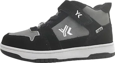 A single black and gray high-top sneaker for children, shown from the side against a white background.